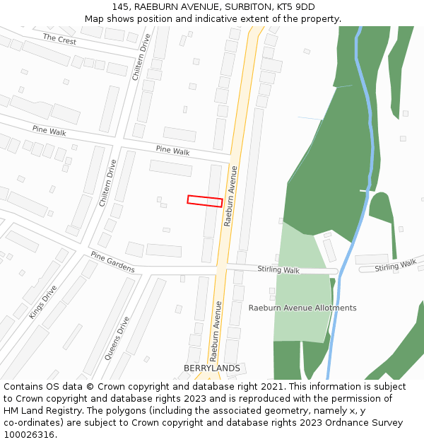 145, RAEBURN AVENUE, SURBITON, KT5 9DD: Location map and indicative extent of plot