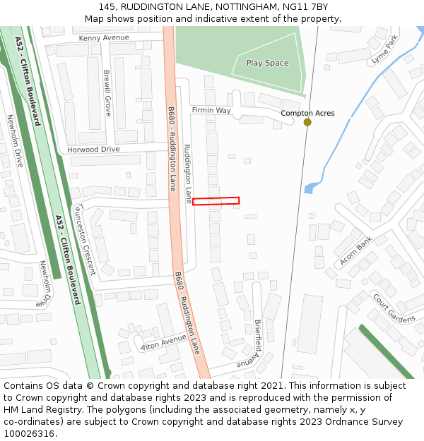 145, RUDDINGTON LANE, NOTTINGHAM, NG11 7BY: Location map and indicative extent of plot