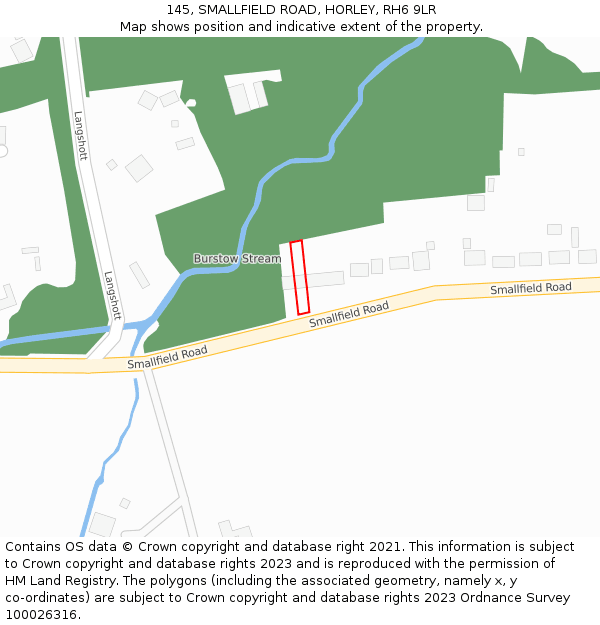 145, SMALLFIELD ROAD, HORLEY, RH6 9LR: Location map and indicative extent of plot