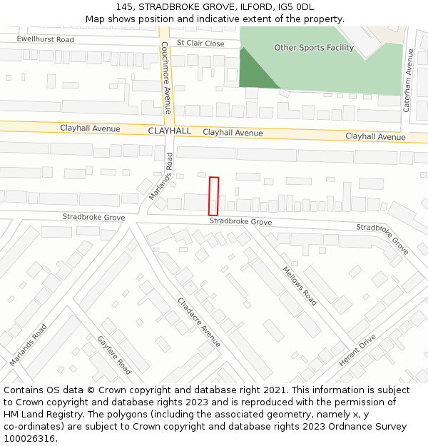 145, STRADBROKE GROVE, ILFORD, IG5 0DL: Location map and indicative extent of plot
