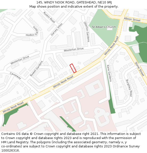 145, WINDY NOOK ROAD, GATESHEAD, NE10 9RJ: Location map and indicative extent of plot