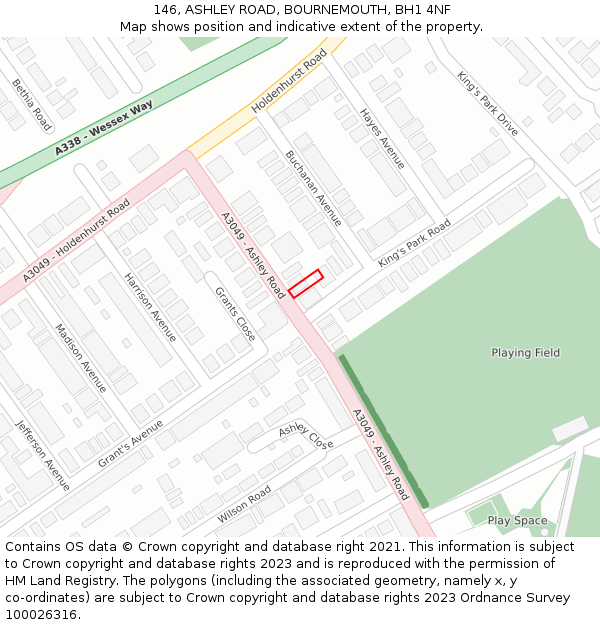 146, ASHLEY ROAD, BOURNEMOUTH, BH1 4NF: Location map and indicative extent of plot