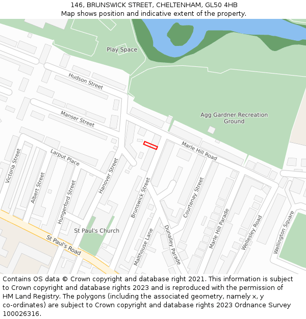 146, BRUNSWICK STREET, CHELTENHAM, GL50 4HB: Location map and indicative extent of plot