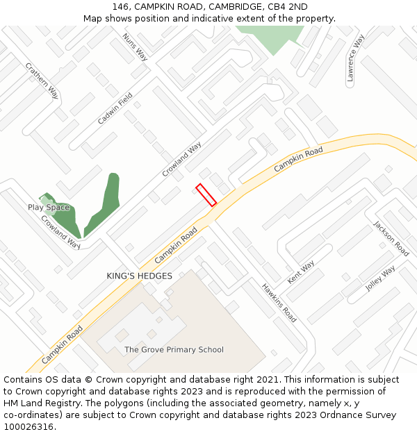 146, CAMPKIN ROAD, CAMBRIDGE, CB4 2ND: Location map and indicative extent of plot