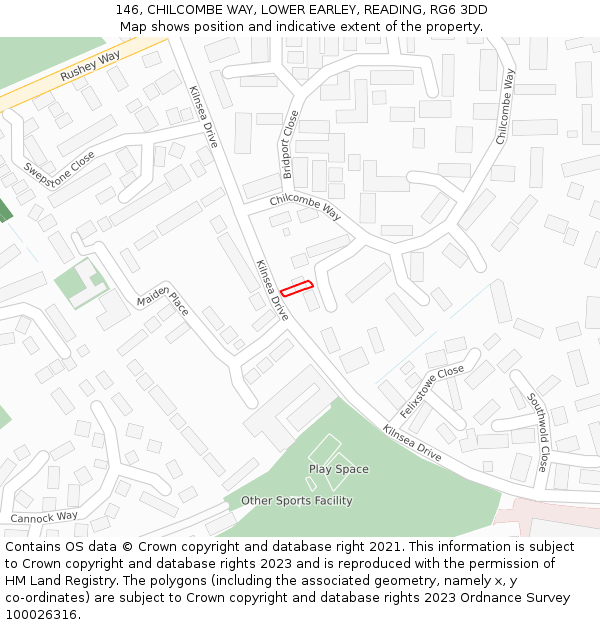 146, CHILCOMBE WAY, LOWER EARLEY, READING, RG6 3DD: Location map and indicative extent of plot