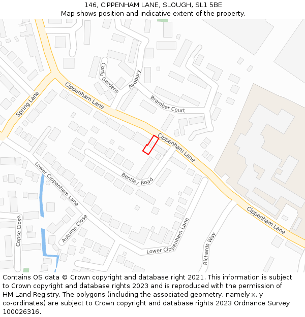 146, CIPPENHAM LANE, SLOUGH, SL1 5BE: Location map and indicative extent of plot