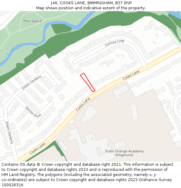 146, COOKS LANE, BIRMINGHAM, B37 6NP: Location map and indicative extent of plot