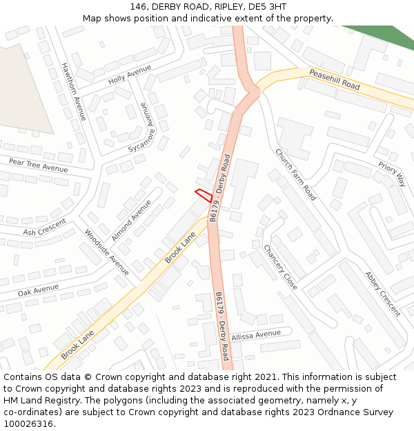 146, DERBY ROAD, RIPLEY, DE5 3HT: Location map and indicative extent of plot