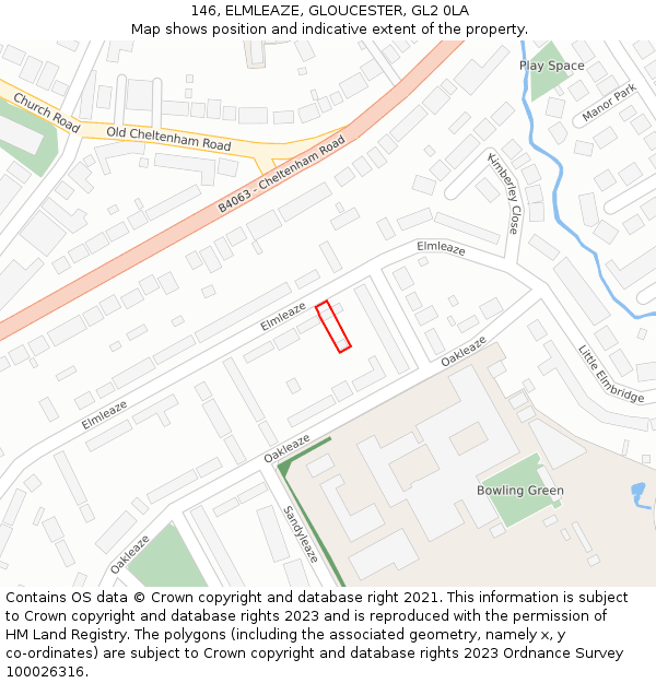 146, ELMLEAZE, GLOUCESTER, GL2 0LA: Location map and indicative extent of plot
