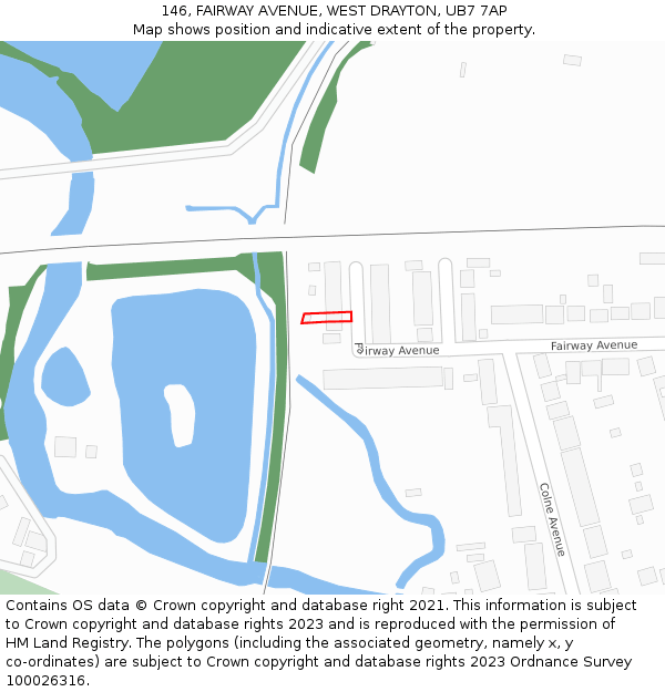 146, FAIRWAY AVENUE, WEST DRAYTON, UB7 7AP: Location map and indicative extent of plot