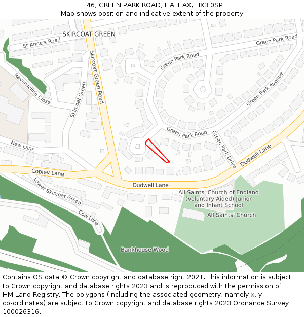 146, GREEN PARK ROAD, HALIFAX, HX3 0SP: Location map and indicative extent of plot