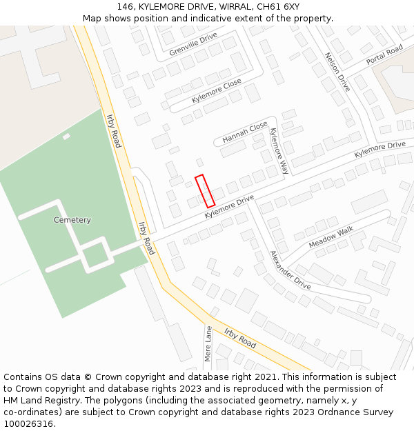 146, KYLEMORE DRIVE, WIRRAL, CH61 6XY: Location map and indicative extent of plot