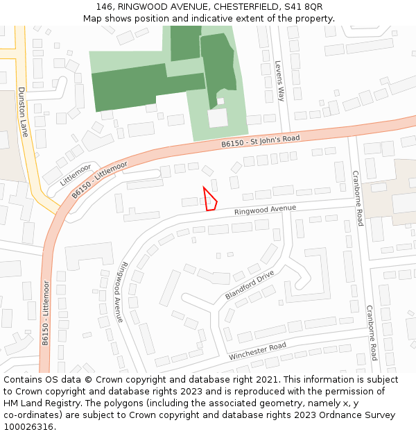 146, RINGWOOD AVENUE, CHESTERFIELD, S41 8QR: Location map and indicative extent of plot