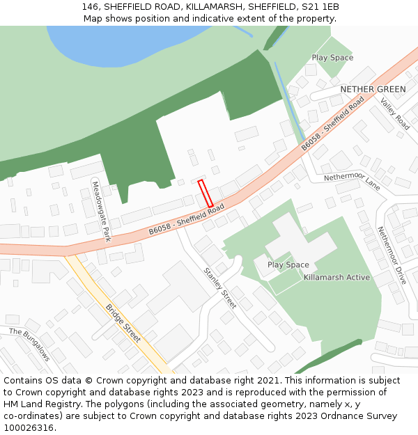 146, SHEFFIELD ROAD, KILLAMARSH, SHEFFIELD, S21 1EB: Location map and indicative extent of plot