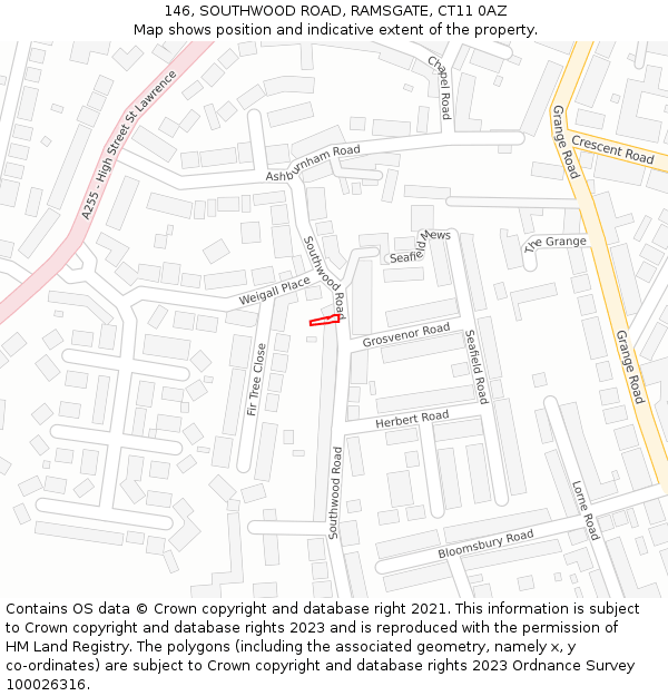 146, SOUTHWOOD ROAD, RAMSGATE, CT11 0AZ: Location map and indicative extent of plot