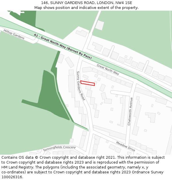 146, SUNNY GARDENS ROAD, LONDON, NW4 1SE: Location map and indicative extent of plot
