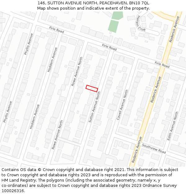 146, SUTTON AVENUE NORTH, PEACEHAVEN, BN10 7QL: Location map and indicative extent of plot