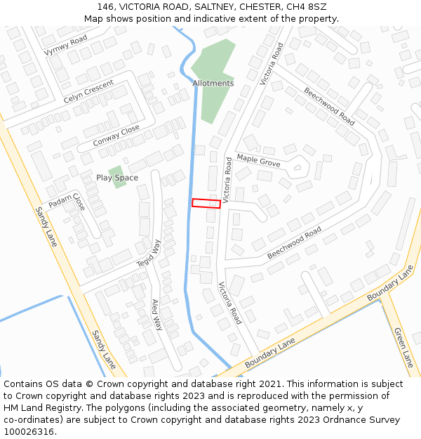 146, VICTORIA ROAD, SALTNEY, CHESTER, CH4 8SZ: Location map and indicative extent of plot
