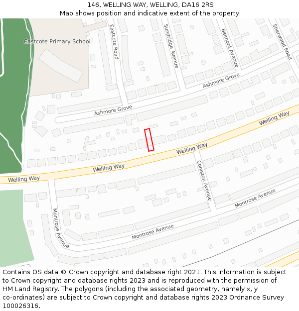 146, WELLING WAY, WELLING, DA16 2RS: Location map and indicative extent of plot
