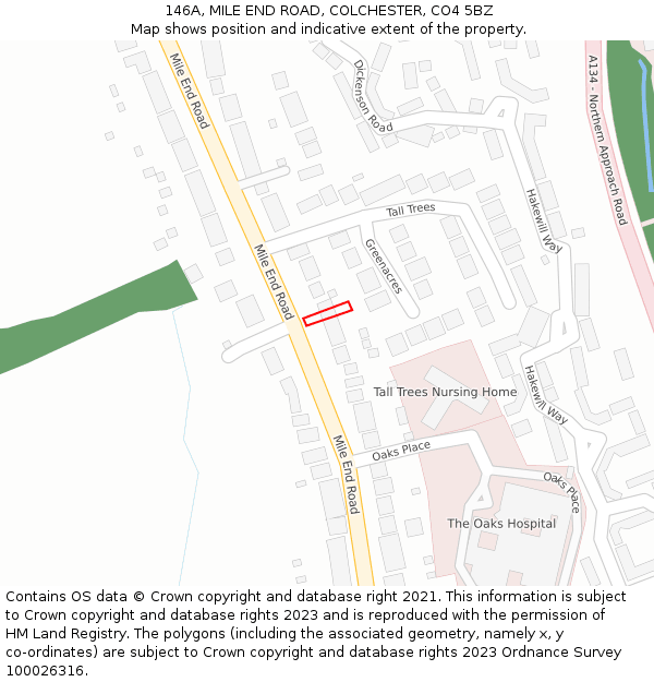 146A, MILE END ROAD, COLCHESTER, CO4 5BZ: Location map and indicative extent of plot