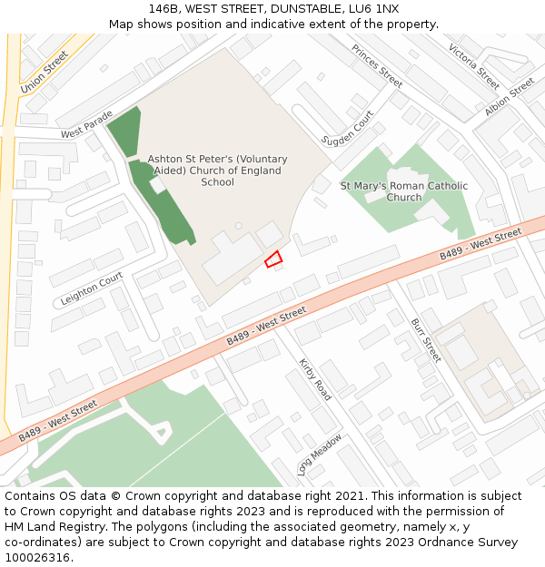 146B, WEST STREET, DUNSTABLE, LU6 1NX: Location map and indicative extent of plot