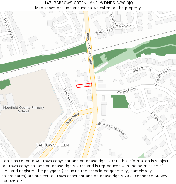 147, BARROWS GREEN LANE, WIDNES, WA8 3JQ: Location map and indicative extent of plot