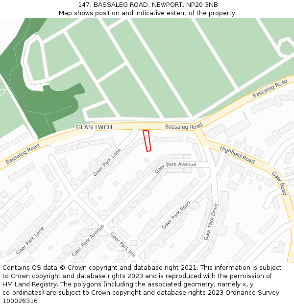 147, BASSALEG ROAD, NEWPORT, NP20 3NB: Location map and indicative extent of plot