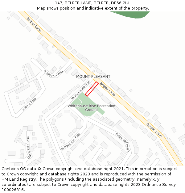 147, BELPER LANE, BELPER, DE56 2UH: Location map and indicative extent of plot