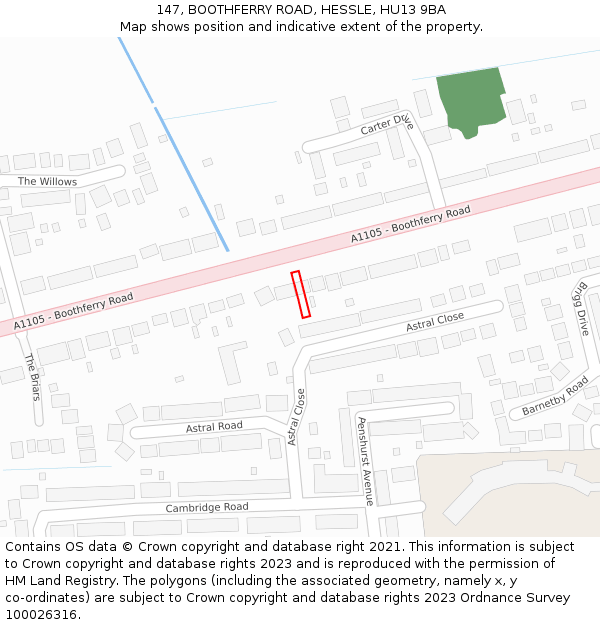 147, BOOTHFERRY ROAD, HESSLE, HU13 9BA: Location map and indicative extent of plot