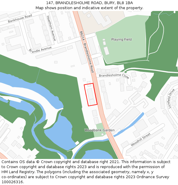 147, BRANDLESHOLME ROAD, BURY, BL8 1BA: Location map and indicative extent of plot