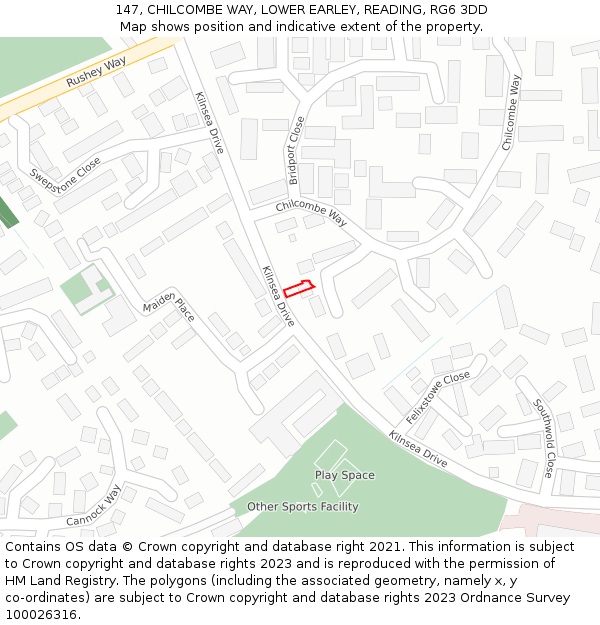 147, CHILCOMBE WAY, LOWER EARLEY, READING, RG6 3DD: Location map and indicative extent of plot