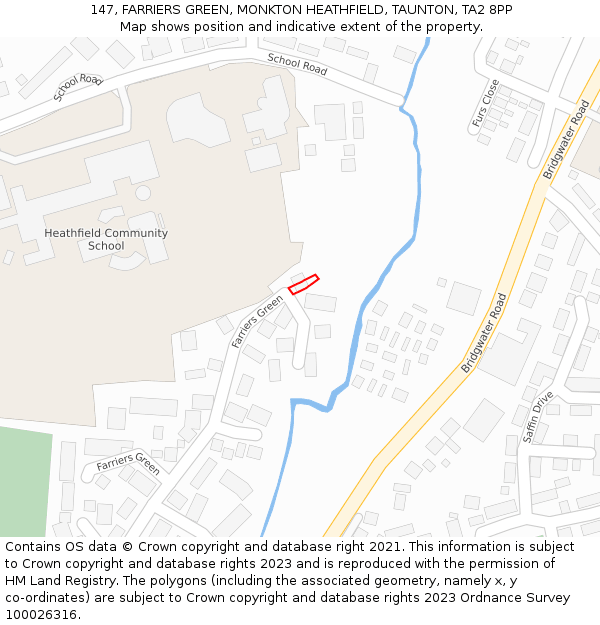 147, FARRIERS GREEN, MONKTON HEATHFIELD, TAUNTON, TA2 8PP: Location map and indicative extent of plot