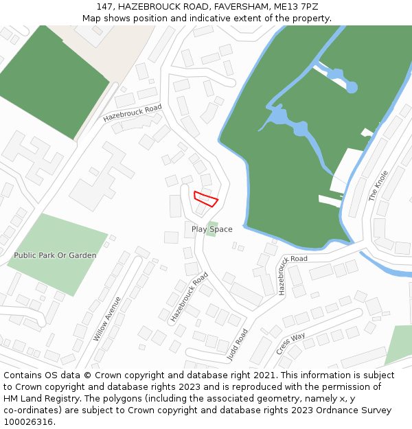 147, HAZEBROUCK ROAD, FAVERSHAM, ME13 7PZ: Location map and indicative extent of plot