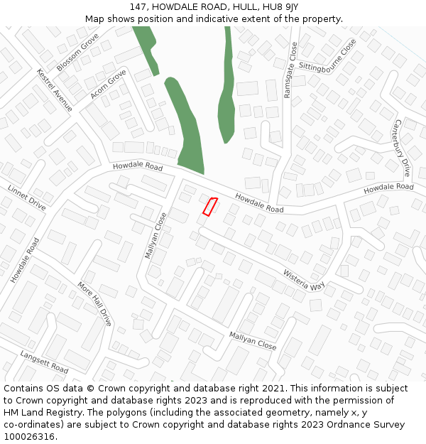 147, HOWDALE ROAD, HULL, HU8 9JY: Location map and indicative extent of plot