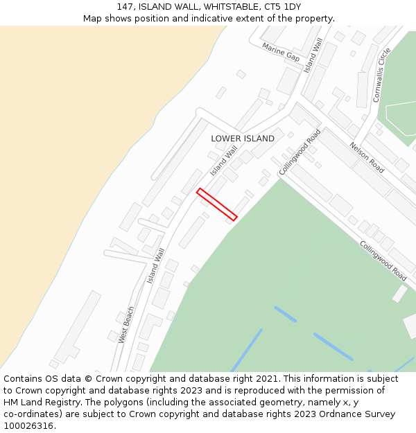 147, ISLAND WALL, WHITSTABLE, CT5 1DY: Location map and indicative extent of plot