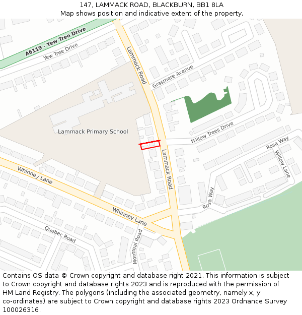 147, LAMMACK ROAD, BLACKBURN, BB1 8LA: Location map and indicative extent of plot