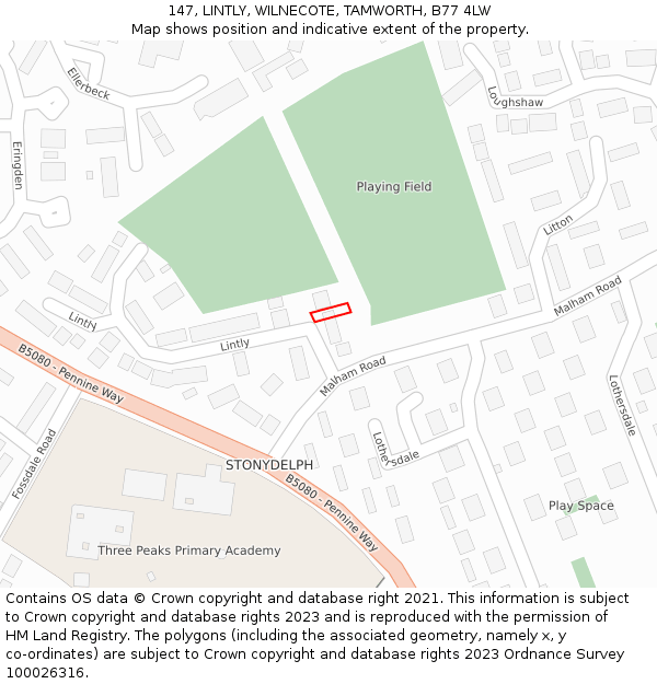 147, LINTLY, WILNECOTE, TAMWORTH, B77 4LW: Location map and indicative extent of plot