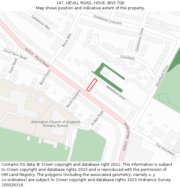 147, NEVILL ROAD, HOVE, BN3 7QE: Location map and indicative extent of plot