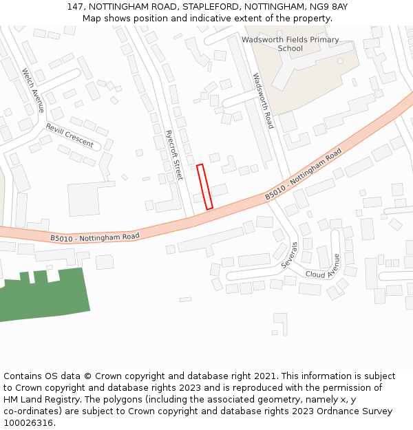 147, NOTTINGHAM ROAD, STAPLEFORD, NOTTINGHAM, NG9 8AY: Location map and indicative extent of plot