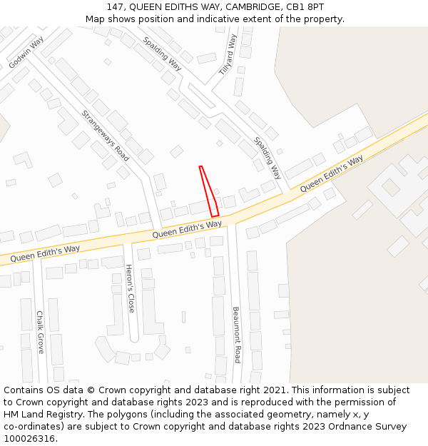 147, QUEEN EDITHS WAY, CAMBRIDGE, CB1 8PT: Location map and indicative extent of plot