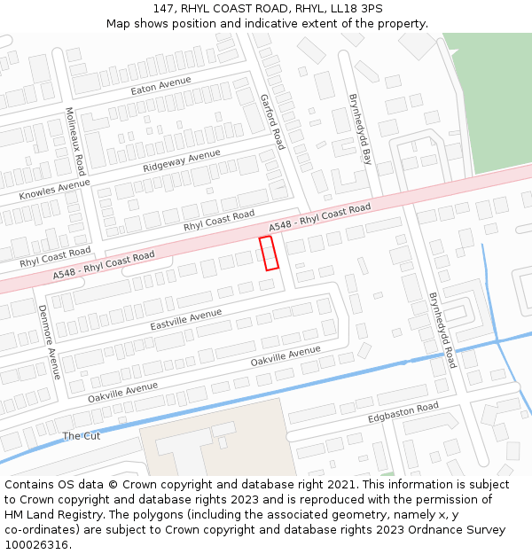 147, RHYL COAST ROAD, RHYL, LL18 3PS: Location map and indicative extent of plot