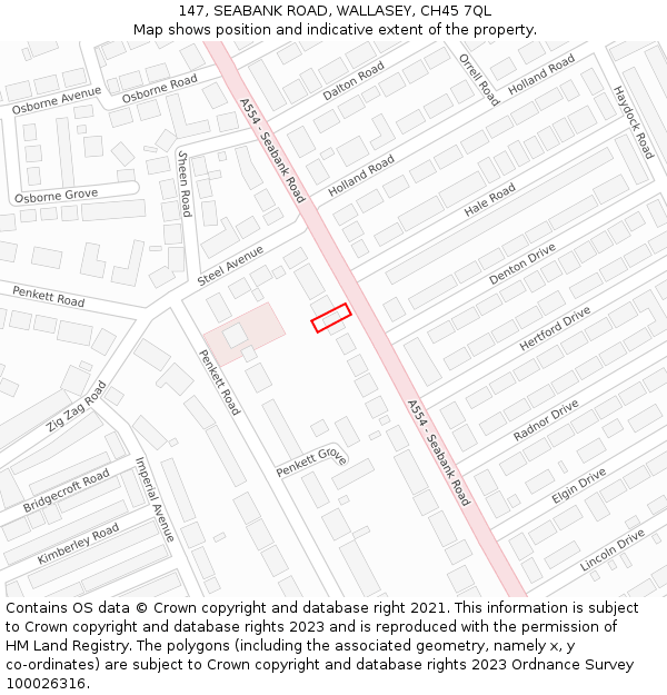 147, SEABANK ROAD, WALLASEY, CH45 7QL: Location map and indicative extent of plot