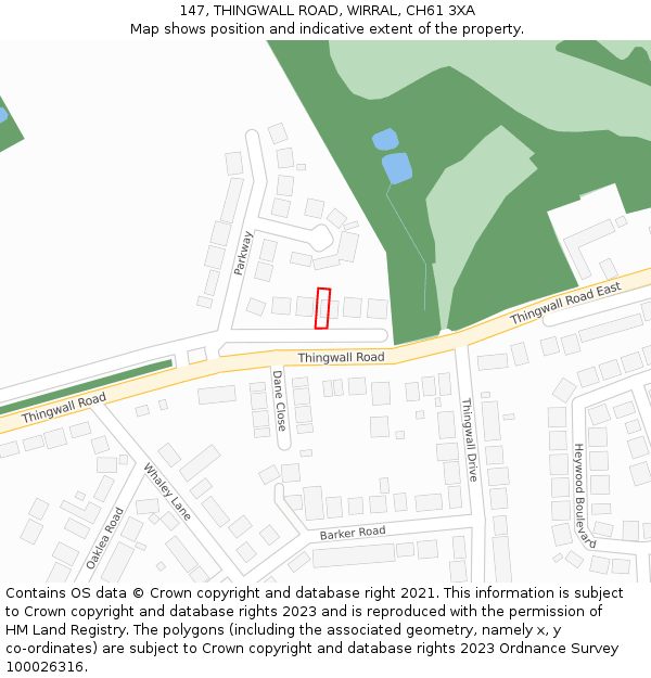 147, THINGWALL ROAD, WIRRAL, CH61 3XA: Location map and indicative extent of plot