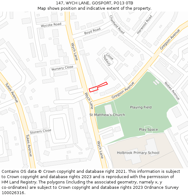 147, WYCH LANE, GOSPORT, PO13 0TB: Location map and indicative extent of plot