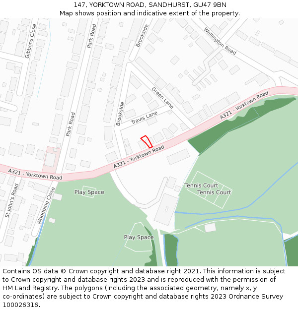 147, YORKTOWN ROAD, SANDHURST, GU47 9BN: Location map and indicative extent of plot