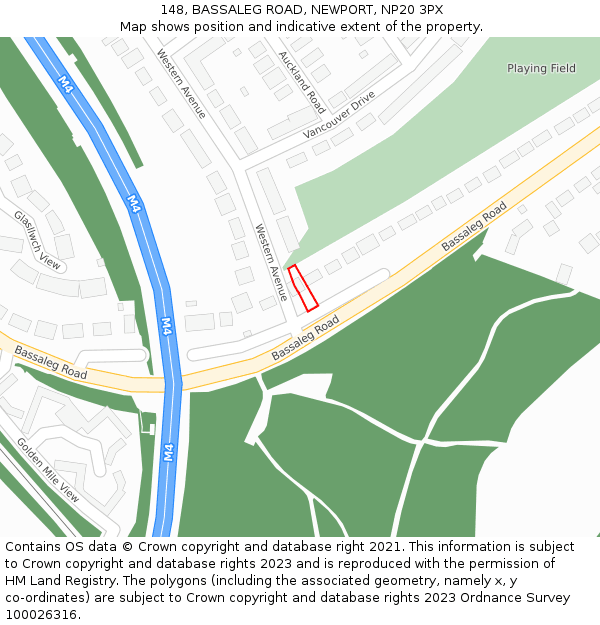 148, BASSALEG ROAD, NEWPORT, NP20 3PX: Location map and indicative extent of plot