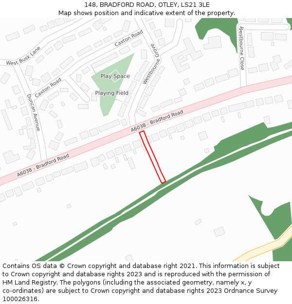 148, BRADFORD ROAD, OTLEY, LS21 3LE: Location map and indicative extent of plot