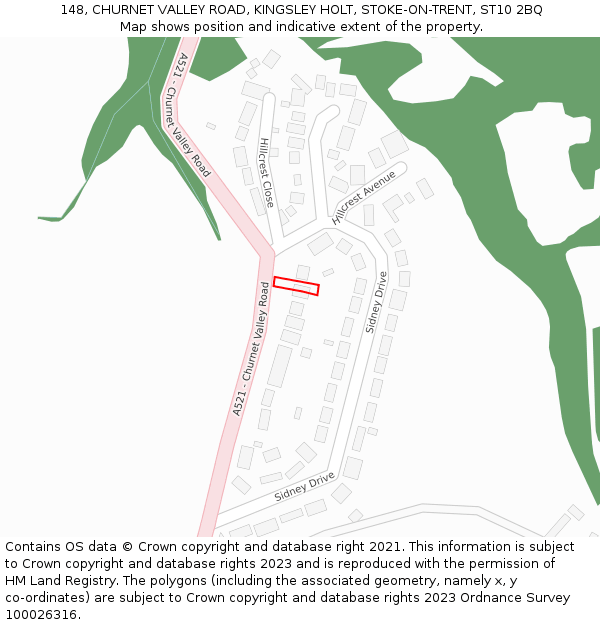 148, CHURNET VALLEY ROAD, KINGSLEY HOLT, STOKE-ON-TRENT, ST10 2BQ: Location map and indicative extent of plot