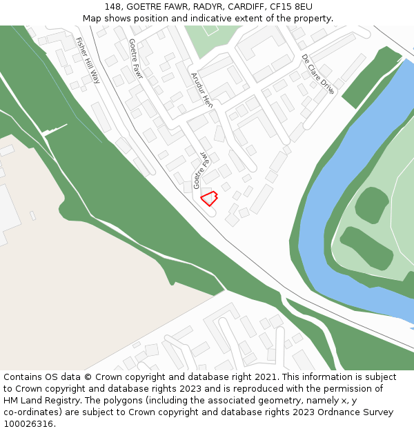 148, GOETRE FAWR, RADYR, CARDIFF, CF15 8EU: Location map and indicative extent of plot