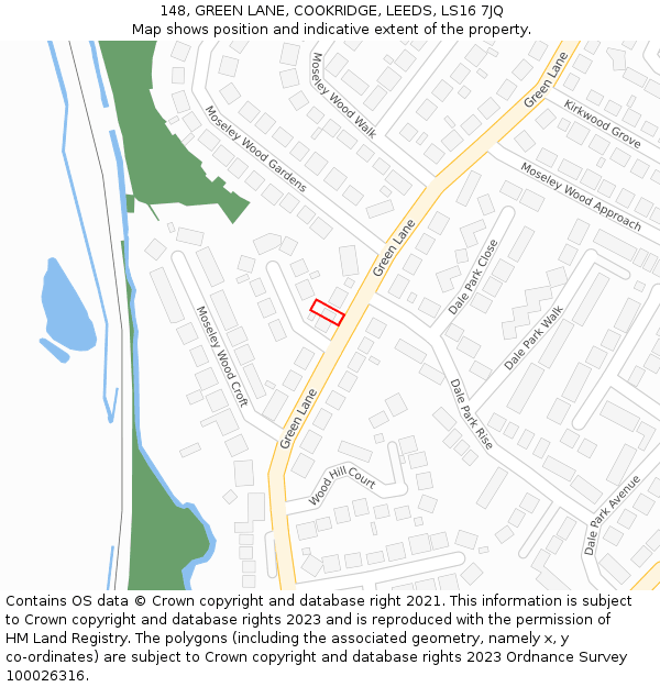 148, GREEN LANE, COOKRIDGE, LEEDS, LS16 7JQ: Location map and indicative extent of plot